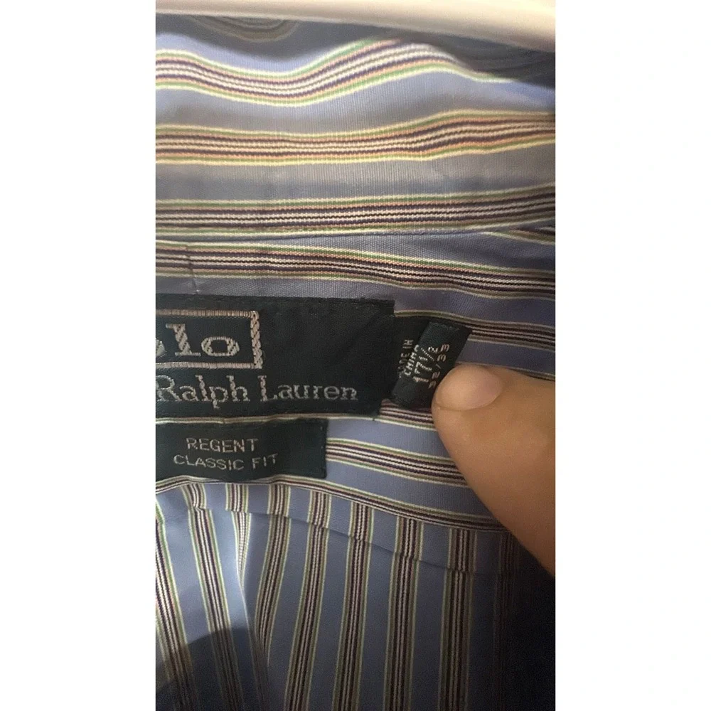Polo Ralph Lauren Regent Classic Fit Striped Shirt Blue Mens 17.5 32/33